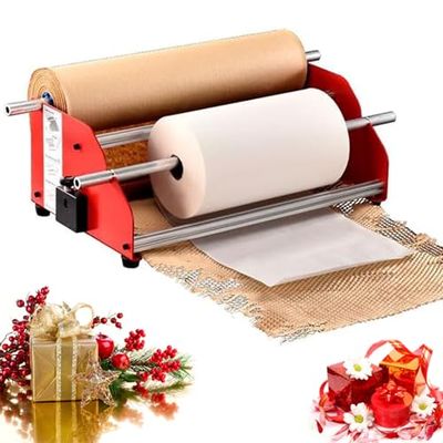 Heavy-Duty Honeycomb Roll Dispenser, Dual-Axis Kraft Paper Holder with Anti-Vibration Buffer, 50×250 m