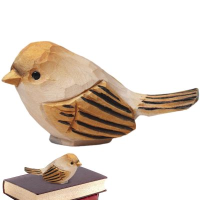 Generic Winter Bird Decor - Cute Wooden Sparrow Figures