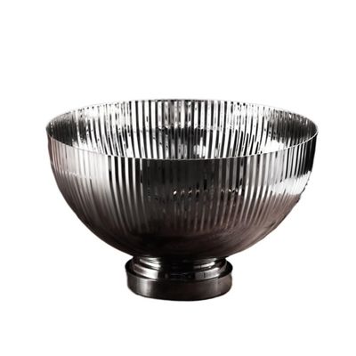 Large Stainless Steel Ice Bucket with Ribbed Surface, Silver