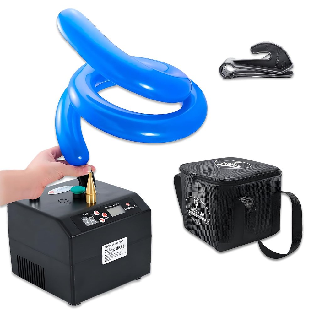 Portable Electric Inflator and Modeling Balloon Pump with Foldable Handle, Compact Size
