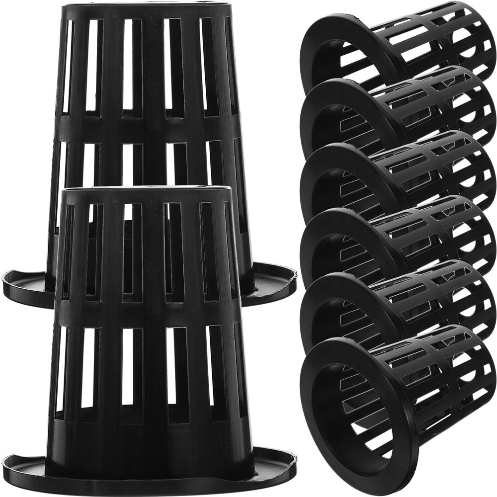 GAROZATION Black Plastic Hydroponic Net Pots, 50-Pack, Slotted