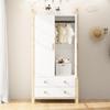 BTM 2-Door Wardrobe with Drawers, Clothes Rail and Upper Shelf, White and Khaki view 3