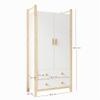BTM 2-Door Wardrobe with Drawers, Clothes Rail and Upper Shelf, White and Khaki view 4