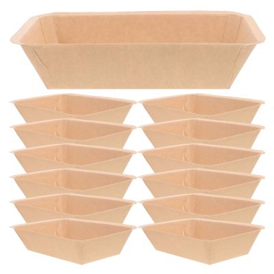 OHPHCALL 50-Pack Disposable Paper Serving Trays, Khaki Rectangular Grill Plates