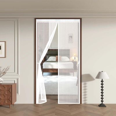 Magnetic Screen Door 77 x 260 cm, No Drilling, Automatic Closing, White