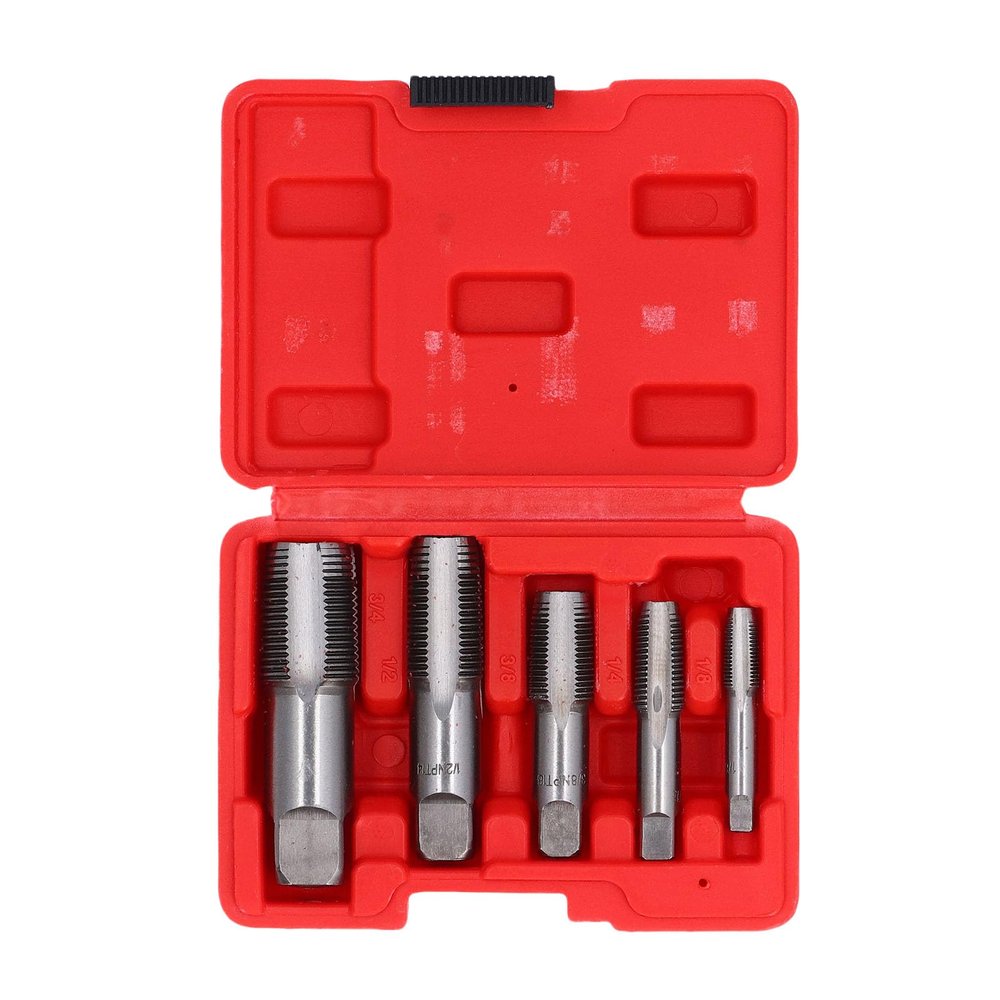 Mtlavishness 5-Piece NPT Pipe Tap Set, Carbon Steel, 3/4 in, 1/2 in, 3/8 in, 1/4 in, 1/8 in
