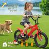 YUYUZI 14-Inch Kids' Bike with Training Wheels – Height-Adjustable Learning Bike for Ages 3+ with Hand Brake and Bell, Red view 2