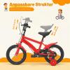 YUYUZI 14-Inch Kids' Bike with Training Wheels – Height-Adjustable Learning Bike for Ages 3+ with Hand Brake and Bell, Red view 3