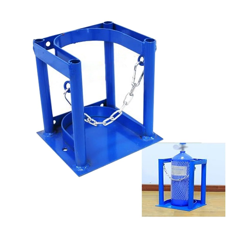 Oxygen Cylinder Holder, Gas Cylinder Stand, Transport Rack, Powder-Coated Steel, for Oxygen, Nitrogen and Acetylene, W-18 cm