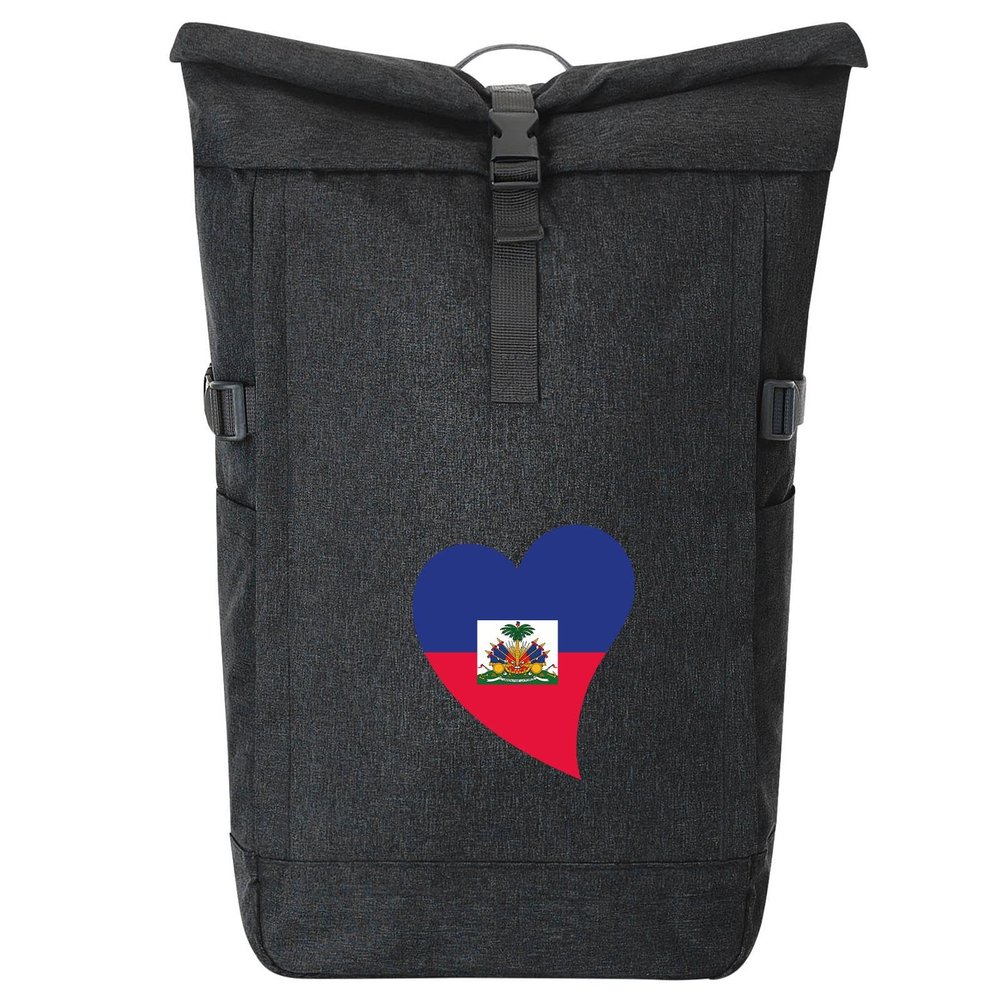 Huuraa Haiti Flag Heart Gift Courier Backpack