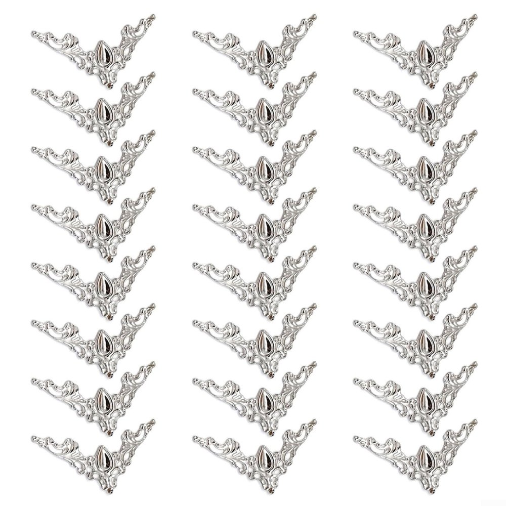 Glewi Decorative Metal Corner Protectors for Books and Frames, 24 Pieces