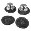 Stainless Steel Wool Brush with Ergonomic Handle, 2 Replacement Heads - 10 cm Diameter for Pots, Pans, Woks, Sinks, Kitchen Cleaning view 3