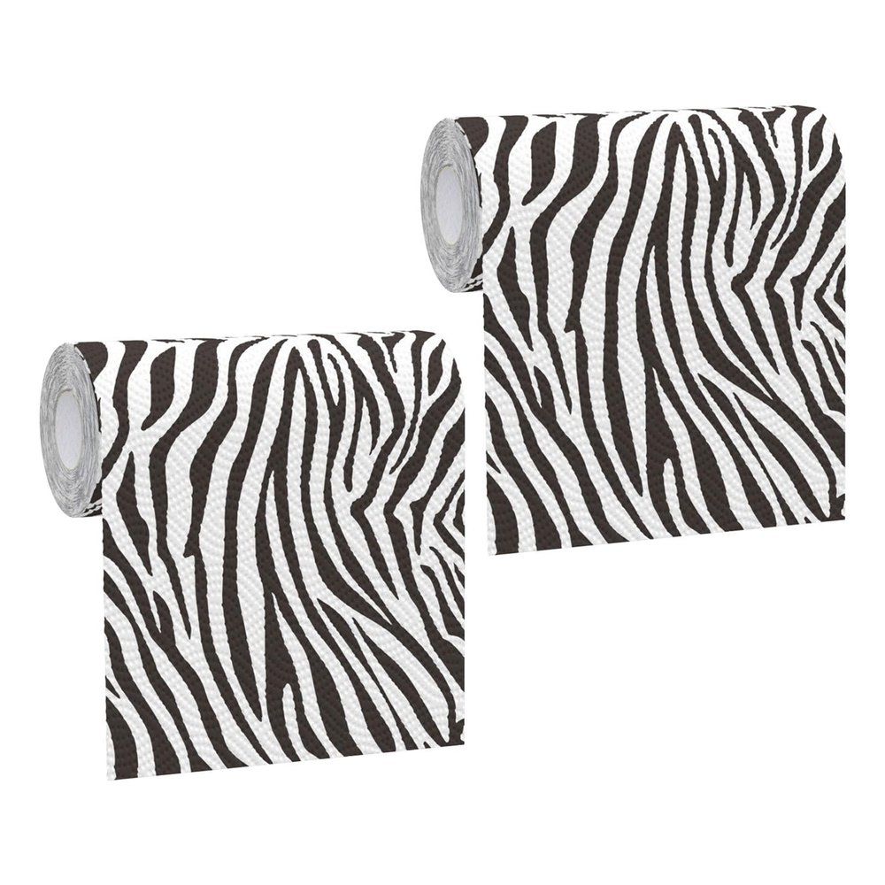 LALAFINA 2 Rolls of Kitchen Paper Towels with Zebra Pattern, Thick and Highly Absorbent, for Hotel and Bathroom Use