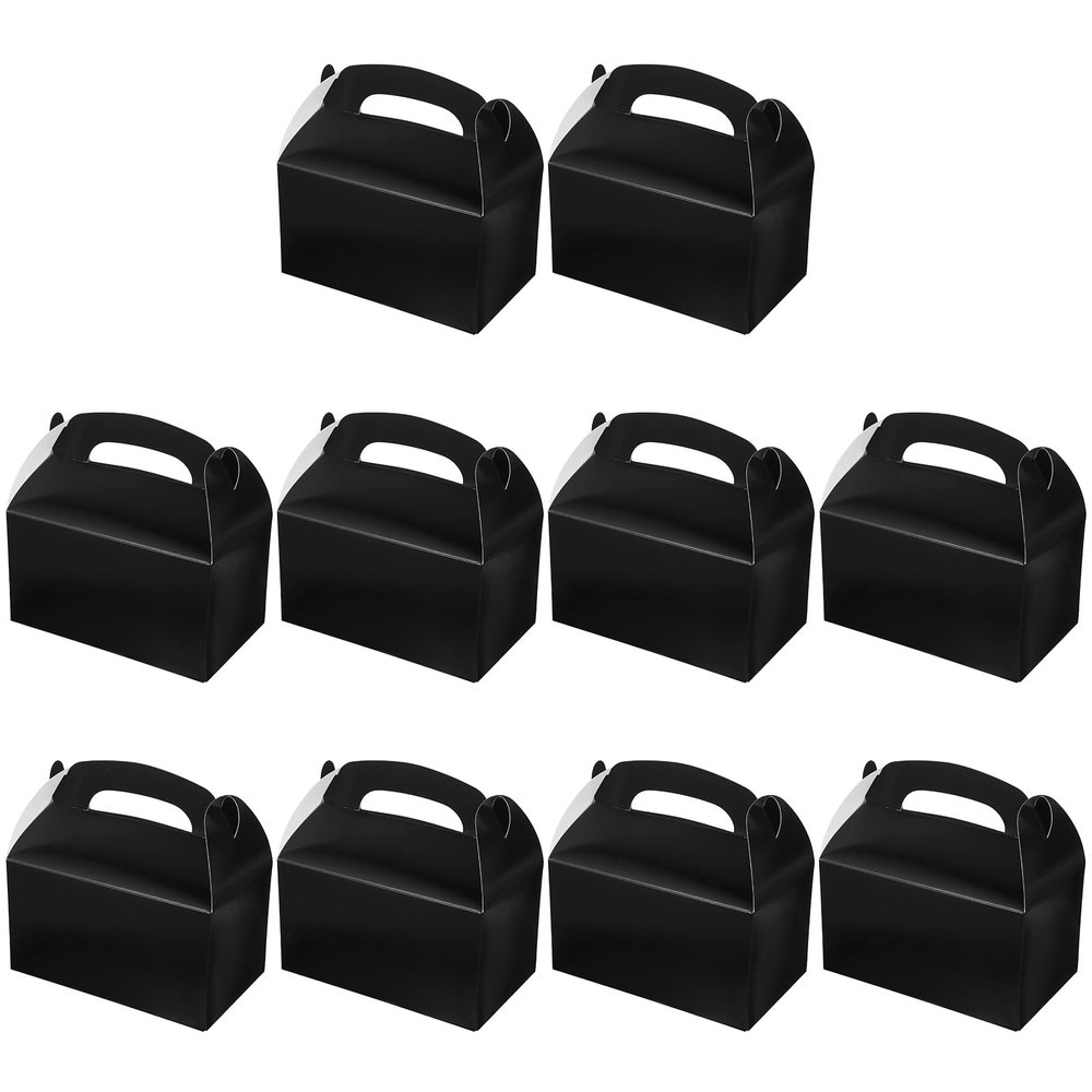 KICHOUSE Cake Packaging Boxes, Versatile, 10-Pack, with Carrying Handles, White Cardboard, for Crafts and Candy Packaging