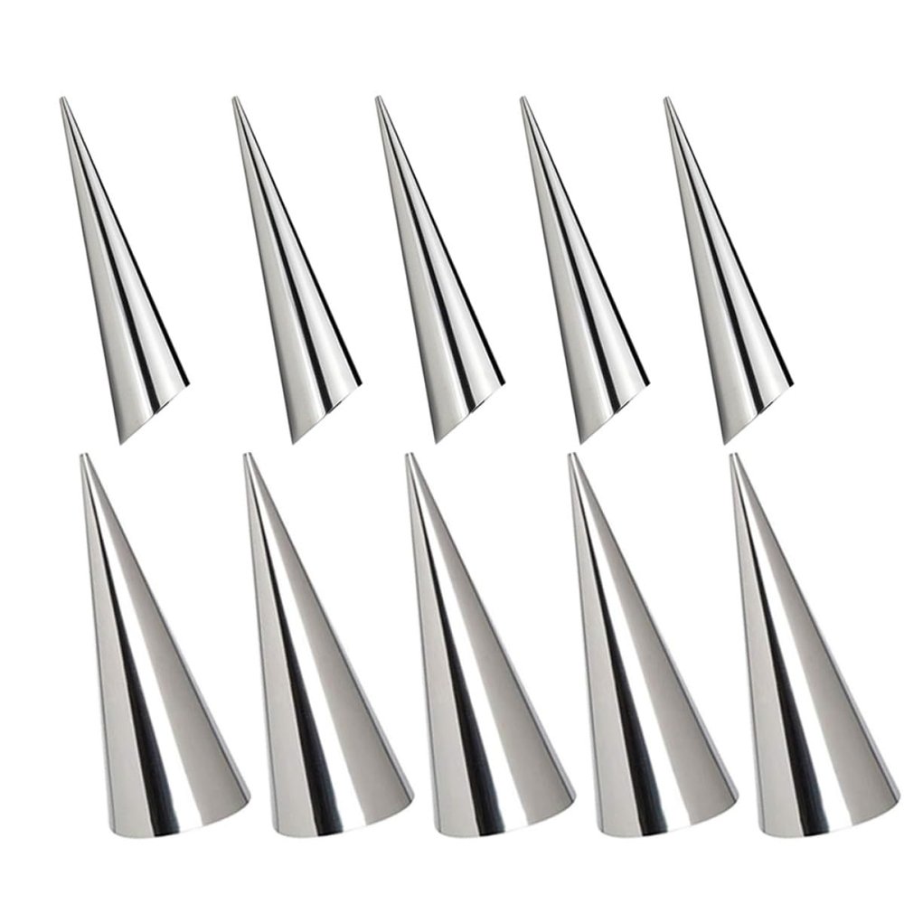 SILENRADAWN Stackable Conical Cream Horn Molds, 10-Piece Stainless Steel Set