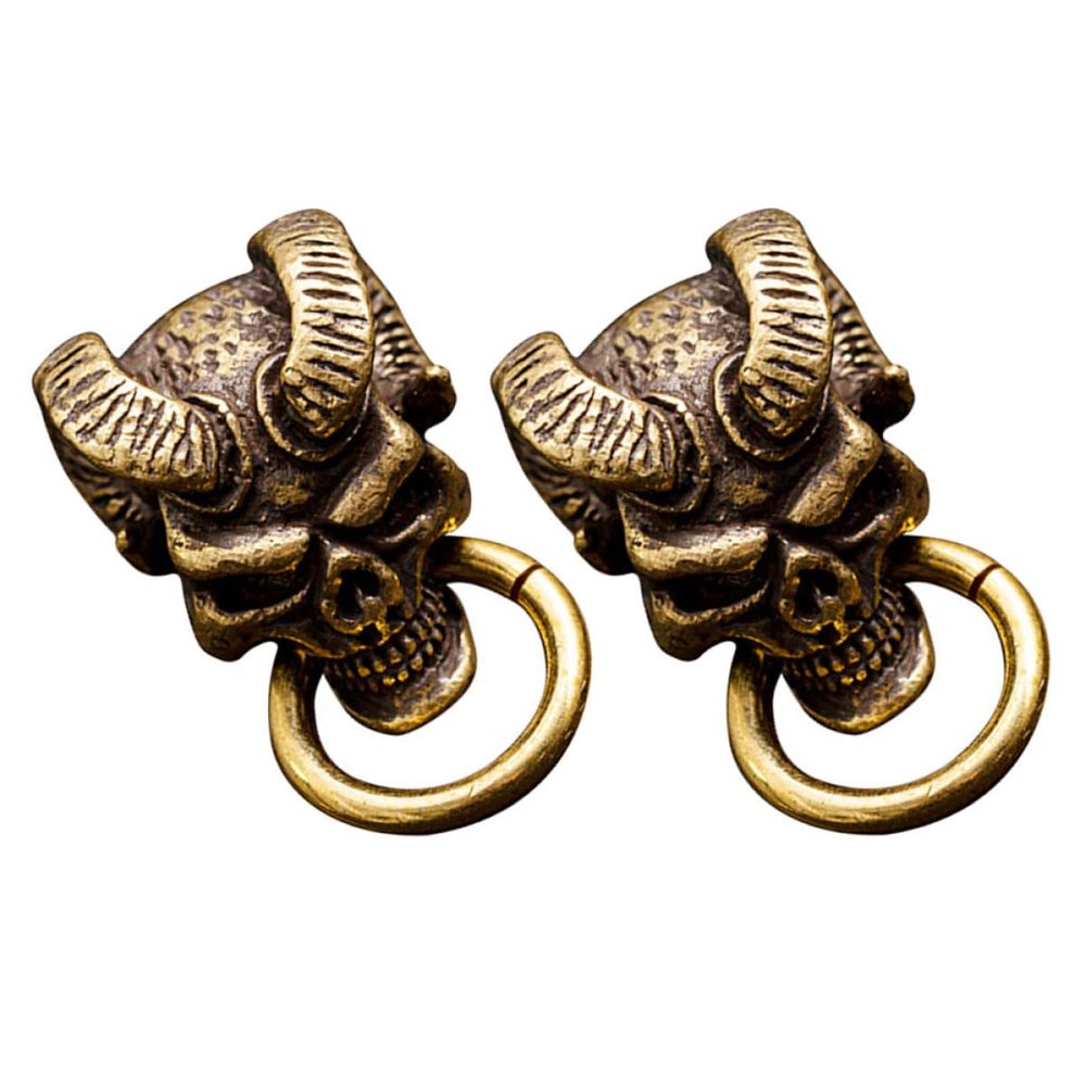 PRETYZOOM Brass Skull Ring Accessory for Leather Crafts