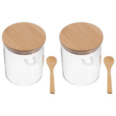 PACKOVE Glass Storage Jars with Wooden Lids, 2-Pack, 800 ml