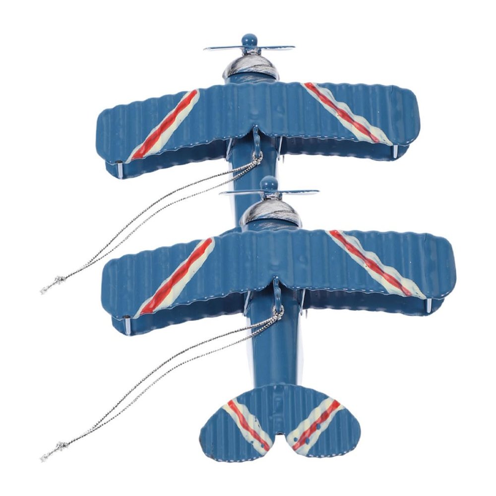 ibasenice 2-Piece Vintage Iron Biplane Model Set