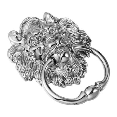 Silver Lion Head Door Knocker, Zinc Alloy, Antique Style