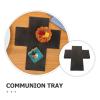 Vintage Wooden Communion Tray with Cross Motif view 3