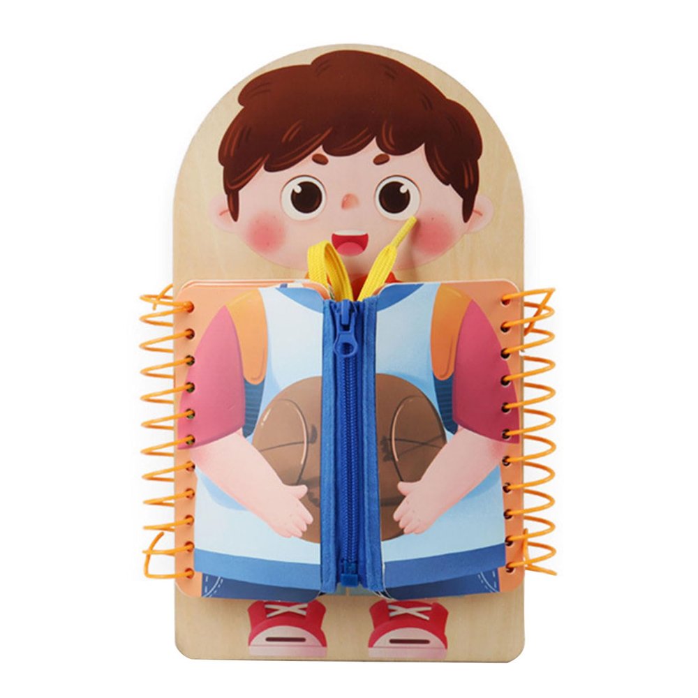 Wooden Dressing Board for Toddlers, Multifunctional Early Learning Toy