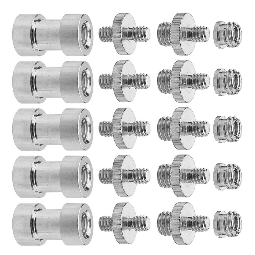 UTHCLO Metal 1/4-to-3/8-Inch Screw Adapter Set, Silver
