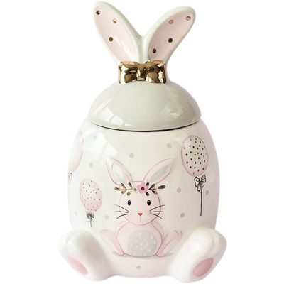 Rabbit-Shaped Ceramic Cookie Jar, 1,000 ml, with Lid