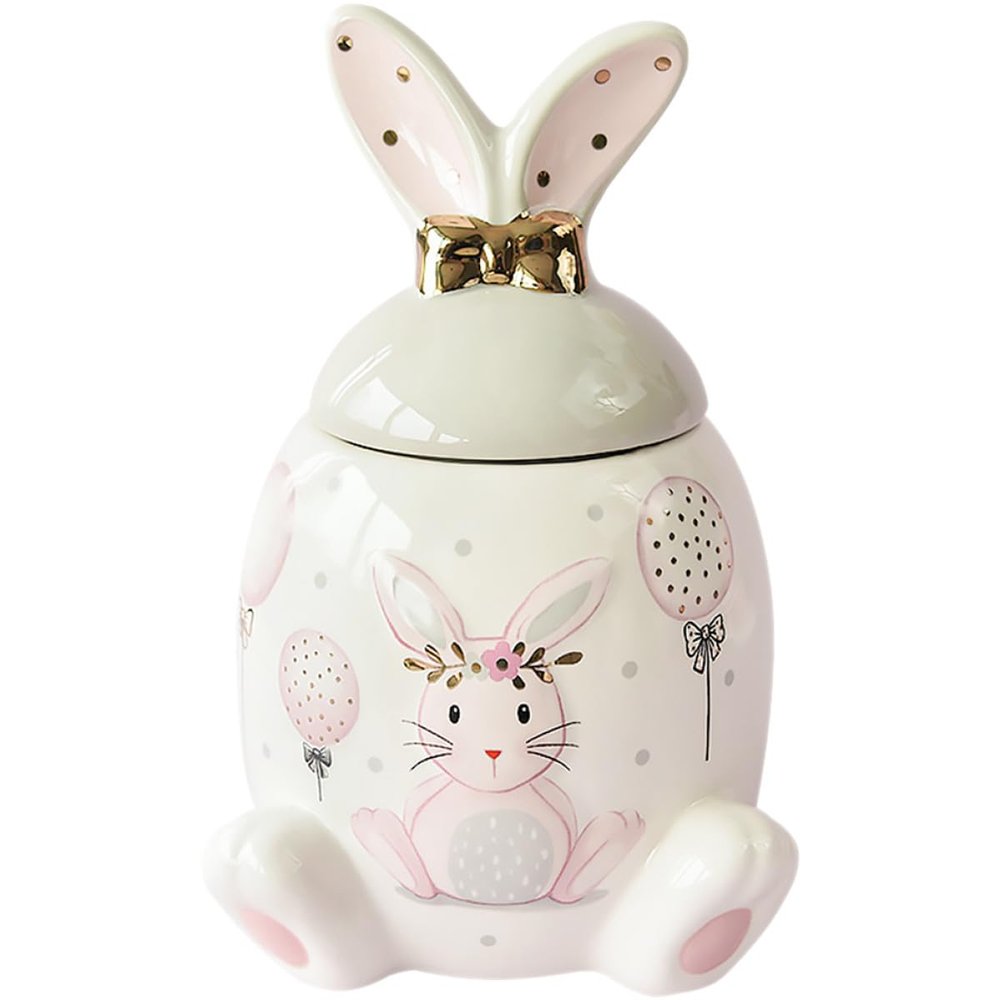 Rabbit-Shaped Ceramic Cookie Jar, 1,000 ml, with Lid