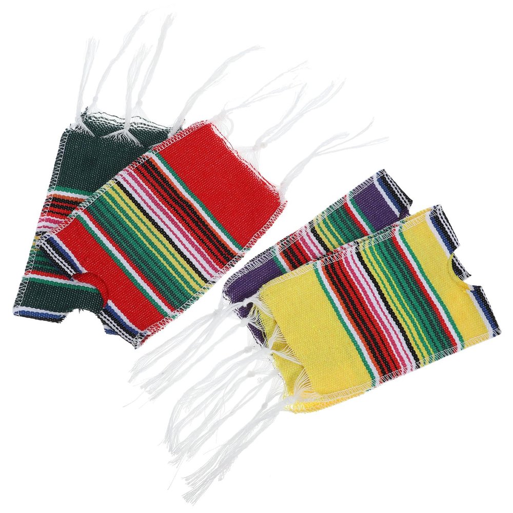 Zerodeko 4-Piece Cotton Mexican-Style Bottle Ponchos for Beer and Wine Bottles