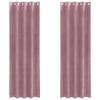 2-Piece Blackout Curtain Set, Dark Pink, 140 x 245 cm, Velvet, Bedroom Curtains with Fabric Loops view 2