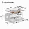 Furnihold Height-Adjustable Coffee Table with Drawers and Hidden Compartment, Converts to Dining Table, White view 2