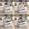 Furnihold Height-Adjustable Coffee Table with Drawers and Hidden Compartment, Converts to Dining Table, White view 3