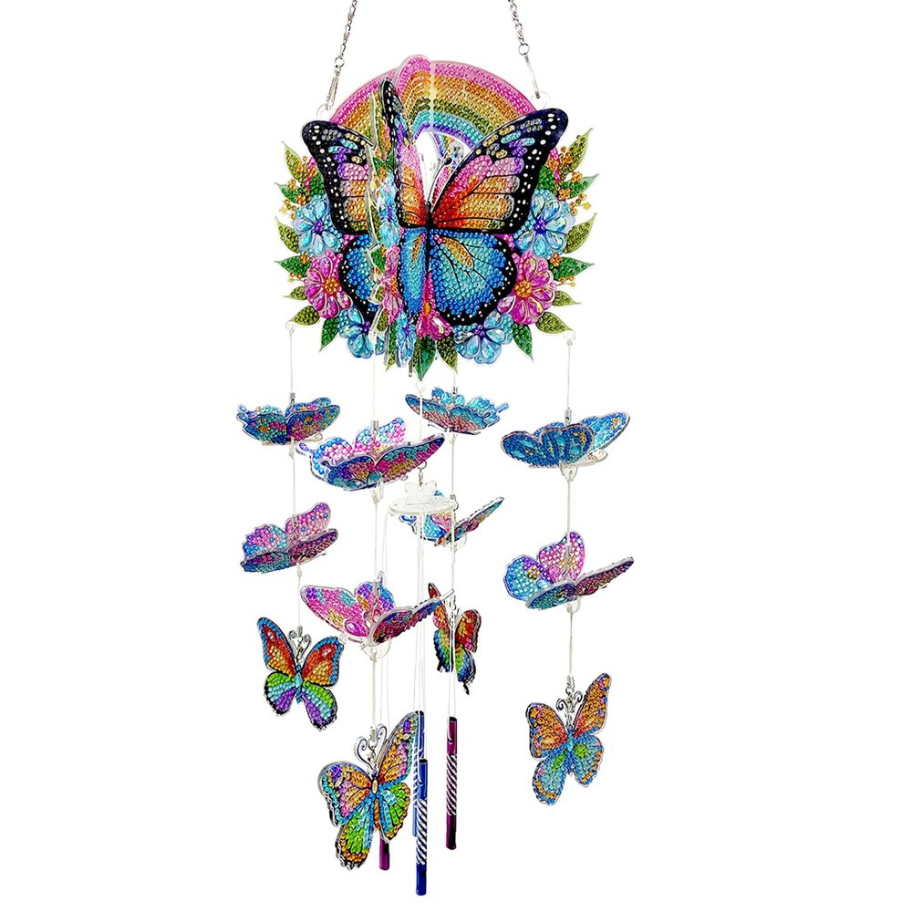 DIY Acrylic Diamond Garden Sun Catcher with Crystal Pendant and Wind Chime