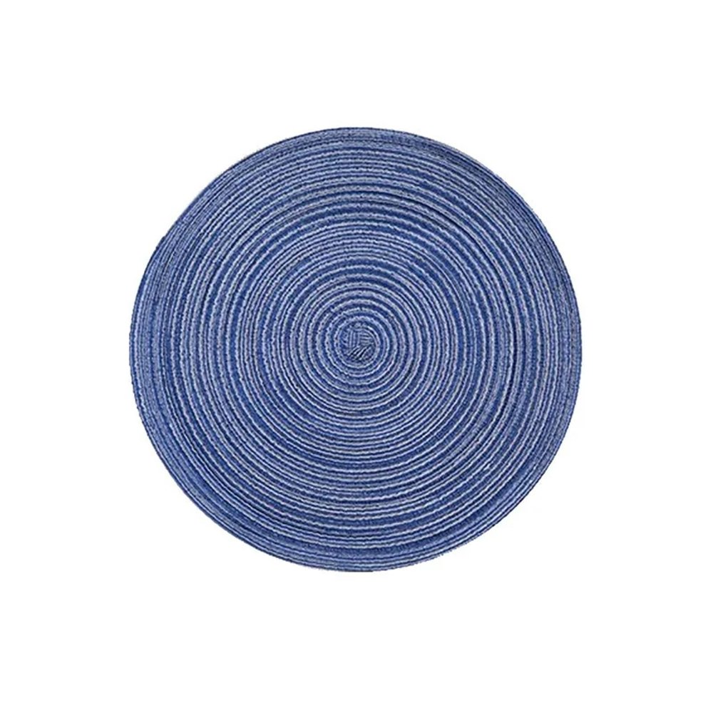 4-Piece Round Blue Imitation Cotton-Yarn Woven Ramie Coasters