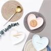 4-Piece Round Blue Imitation Cotton-Yarn Woven Ramie Coasters view 3