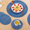 4-Piece Round Blue Imitation Cotton-Yarn Woven Ramie Coasters view 4