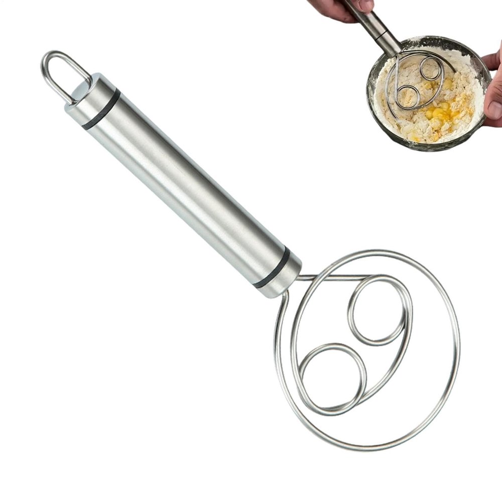 19 cm Ergonomic Stainless Steel Dough Whisk