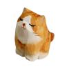 Orange Cat Statue - Handcrafted Wooden Figurine view 1