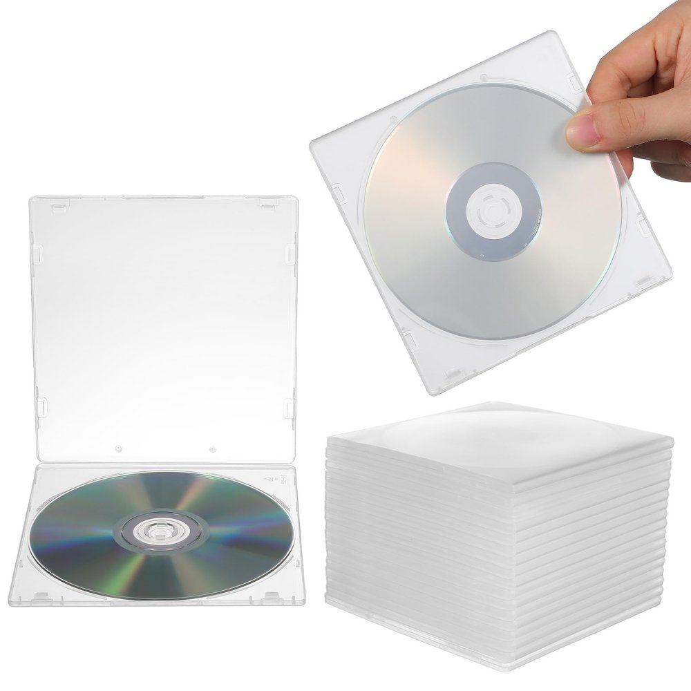 STAHAD 20-Pack Slim Transparent Plastic CD/DVD Cases