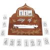 FACAIIO Engraved Wooden Castle Countdown Decor, Black Poplar Wood Memo Board with Middle Eastern Design, 31.5 x 29.3 cm (JM01462) view 1
