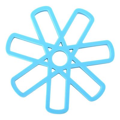 HEEPDD Silicone Table Mat, Heat Resistant, Non-Slip, Flower-Shaped, Food-Grade Silicone for Table Decoration, 15.5 cm Diameter (Blue)
