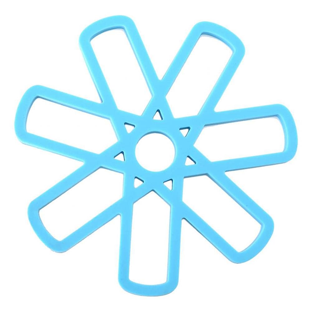 HEEPDD Silicone Table Mat, Heat Resistant, Non-Slip, Flower-Shaped, Food-Grade Silicone for Table Decoration, 15.5 cm Diameter (Blue)