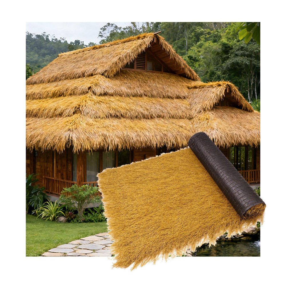 ZDQDMJ Yellow Artificial Thatch Roof Roll, Tropical Style, 1 x 10 m