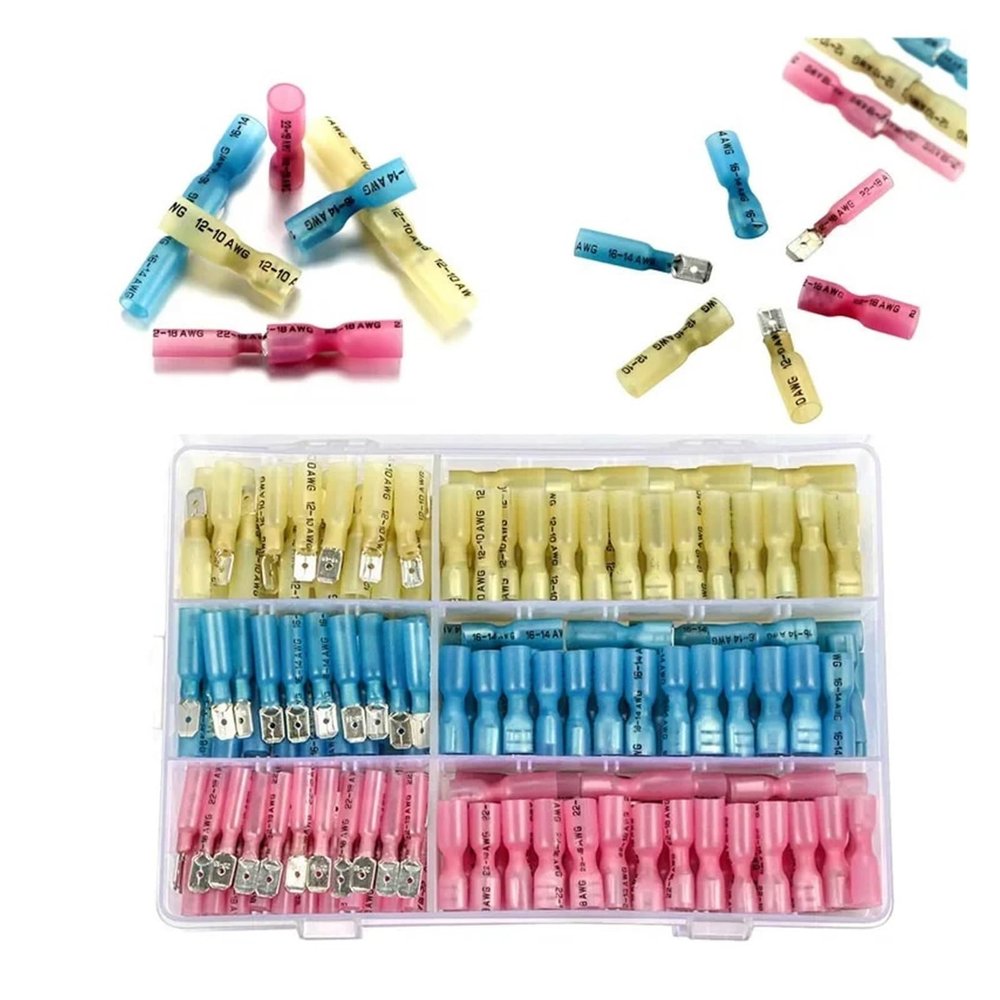 ICXLPMC 220-Piece Insulated Butt Wire Connectors, Heat-Shrink Crimp Terminals Kit, Male/Female Electrical Cable Spade Terminals