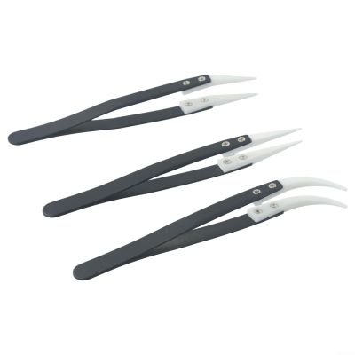 3-Piece Heat-Resistant Ceramic Tweezer Set with Zirconia Tips