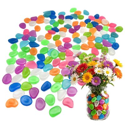 Glow-in-the-Dark Garden Pebbles, 260 Colorful Decorative Stones