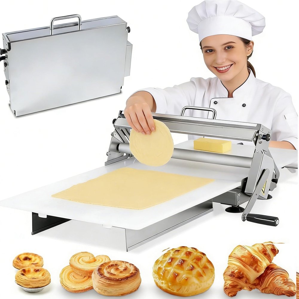 Foldable Dough Sheeter, 30.5/40.6 cm, Adjustable Thickness (0.225 mm), 3× Faster