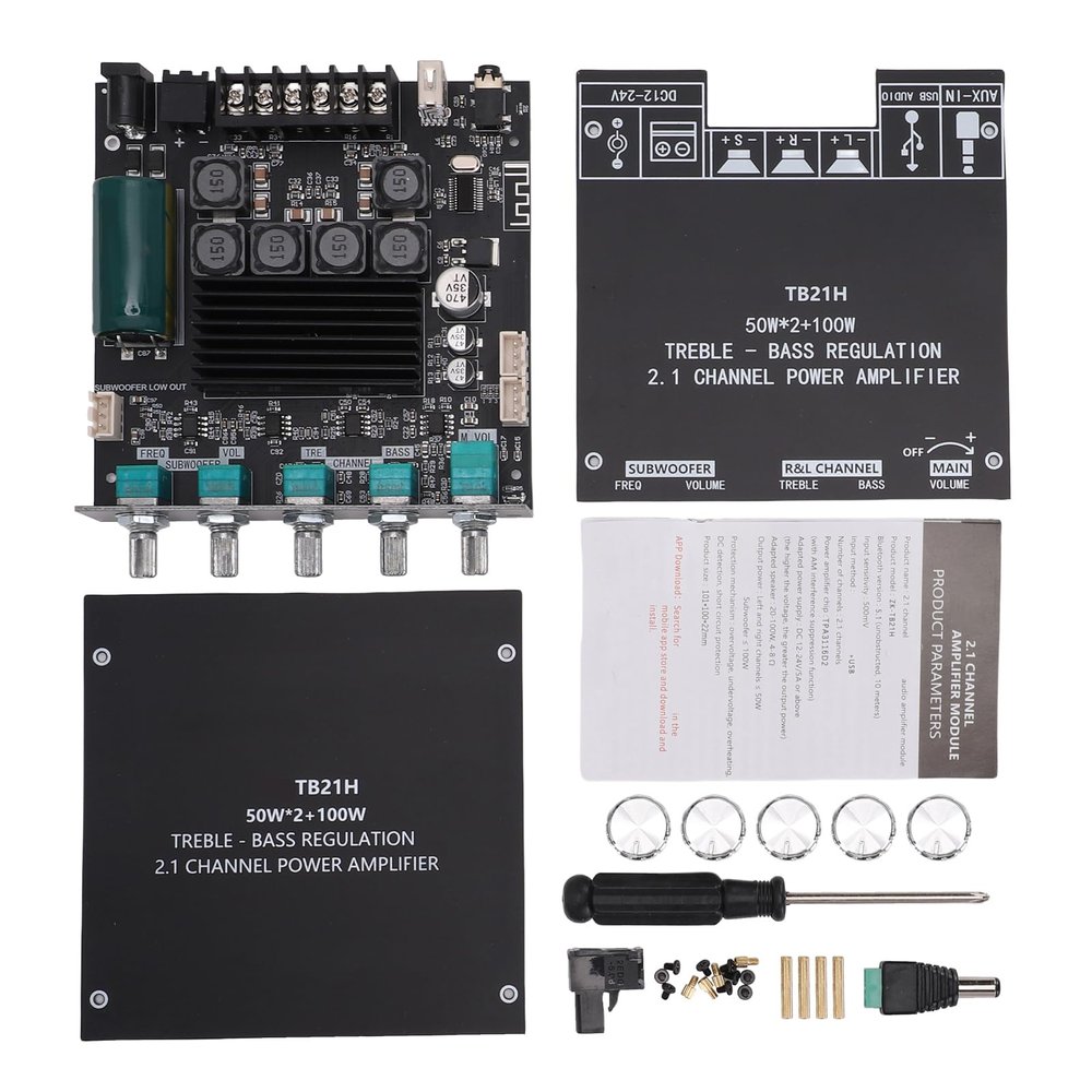 AMONIDA Bluetooth 2.1-Channel Amplifier Board with App Control