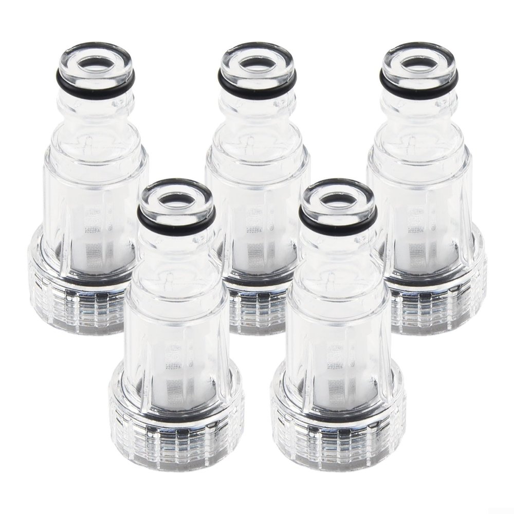 5-Pack Pressure Washer Water Inlet Filters, Transparent Plastic, 11 mm Wide