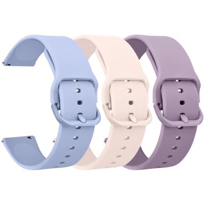 Amzpas 20 mm Garmin Venu Sq/Sq 2 Replacement Bands, 3-Pack Silicone Watch Bands for Venu/2 Plus/Sq 2 Music, Pink/Blue/Purple